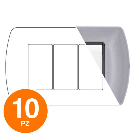MAPAM Placca Metallo ART 8803-25 3P Grigio - Confezione 10pz - mod. 8803-25 - Compatibile con MAPAM Placca Metallo ART 8803-25 3P Grigio - Confezione 10pz - mod. 8803-25 - Compatibile con