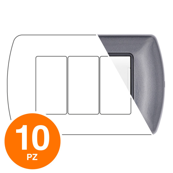 MAPAM Placca Metallo ART 8803-26 3P Antracite - Confezione 10pz - mod. 8803-26 - Compatibile con MAPAM Placca Metallo ART 8803-26 3P Antracite - Confezione 10pz - mod. 8803-26 - Compatibile con