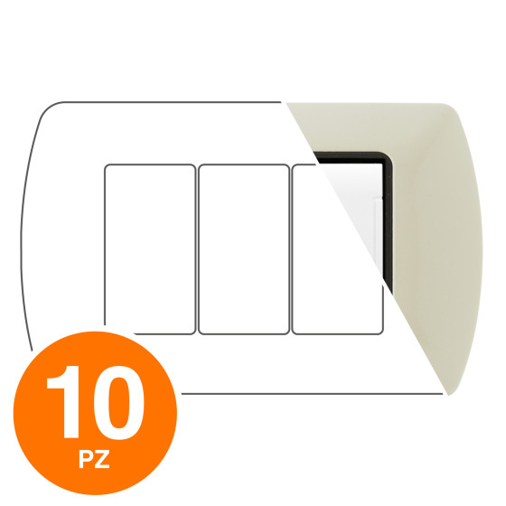 MAPAM Placca Metallo ART 8803-28 3P Panna - Confezione 10pz - mod. 8803-28 - Compatibile con MAPAM Placca Metallo ART 8803-28 3P Panna - Confezione 10pz - mod. 8803-28 - Compatibile con