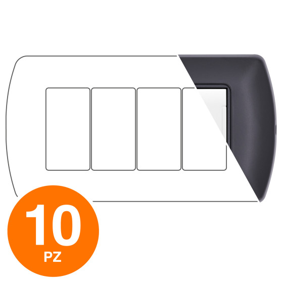 MAPAM Placca Metallo ART 8804-02 4P Nero - Confezione 10pz - mod. 8804-02 - Compatibile con BTicino MAPAM Placca Metallo ART 8804-02 4P Nero - Confezione 10pz - mod. 8804-02 - Compatibile con BTicino