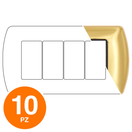 MAPAM Placca Metallo ART 8804-03 4P Oro - Confezione 10pz - mod. 8804-03 - Compatibile con BTicino MAPAM Placca Metallo ART 8804-03 4P Oro - Confezione 10pz - mod. 8804-03 - Compatibile con BTicino