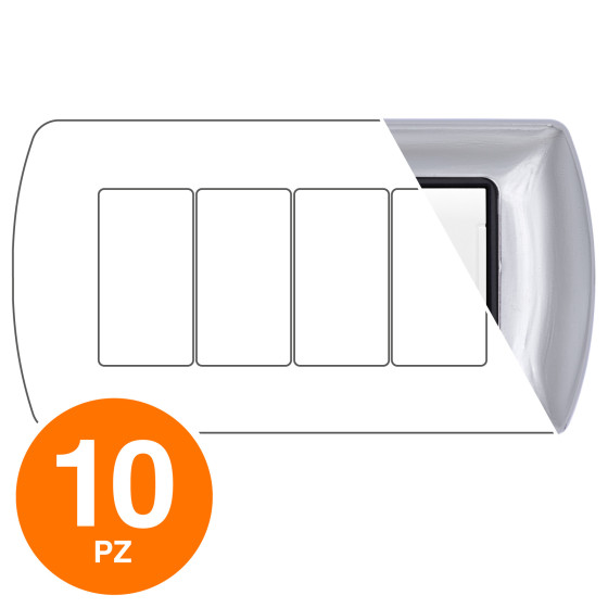 MAPAM Placca Metallo ART 8804-04 4P Cromo - Confezione 10pz - mod. 8804-04 - Compatibile con MAPAM Placca Metallo ART 8804-04 4P Cromo - Confezione 10pz - mod. 8804-04 - Compatibile con