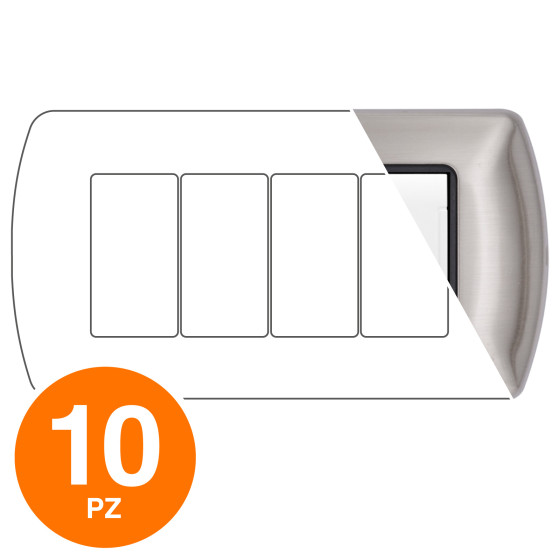 MAPAM Placca Metallo ART 8804-05 4P Argento - Confezione 10pz - mod. 8804-05 - Compatibile con MAPAM Placca Metallo ART 8804-05 4P Argento - Confezione 10pz - mod. 8804-05 - Compatibile con