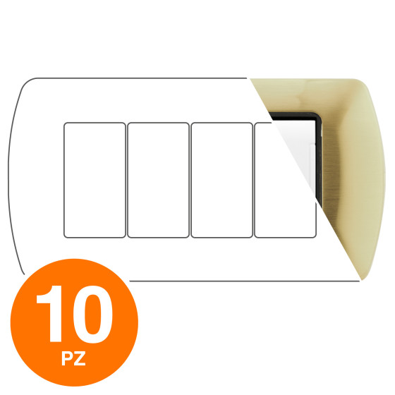 MAPAM Placca Metallo ART 8804-06 4P Oro Spazzolato - Confezione 10pz - mod. 8804-06 - Compatibile MAPAM Placca Metallo ART 8804-06 4P Oro Spazzolato - Confezione 10pz - mod. 8804-06 - Compatibile