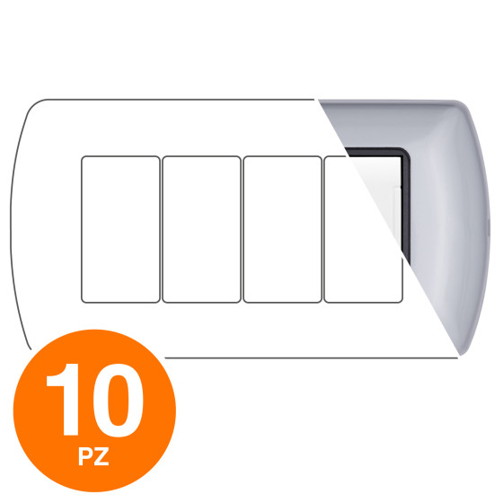 MAPAM Placca Metallo ART 8804-07 4P Grigio Chiaro - Confezione 10pz - mod. 8804-07 - Compatibile MAPAM Placca Metallo ART 8804-07 4P Grigio Chiaro - Confezione 10pz - mod. 8804-07 - Compatibile