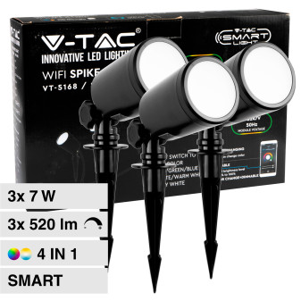 V-Tac Smart VT-5168 Lampada LED da Giardino 3x7W IP65 RGB+W Changing Color CCT da Interramento