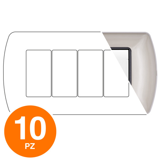 MAPAM Placca Metallo ART 4P Champagne - Confezione 10pz - mod. 8804-08 - Compatibile con BTicino MAPAM Placca Metallo ART 4P Champagne - Confezione 10pz - mod. 8804-08 - Compatibile con BTicino