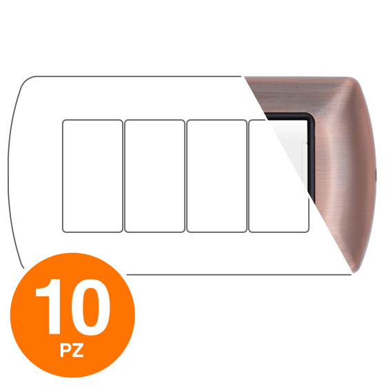 MAPAM Placca Metallo ART 4P Rame - Confezione 10pz - mod. 8804-10 - Compatibile con BTicino LIVING MAPAM Placca Metallo ART 4P Rame - Confezione 10pz - mod. 8804-10 - Compatibile con BTicino LIVING