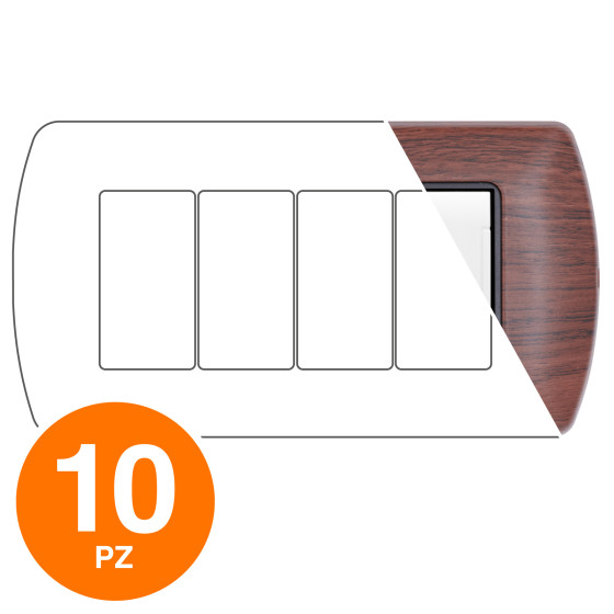 MAPAM Placca Metallo ART 4P Ciliegio - Confezione 10pz - mod. 8804-12 - Compatibile con BTicino MAPAM Placca Metallo ART 4P Ciliegio - Confezione 10pz - mod. 8804-12 - Compatibile con BTicino