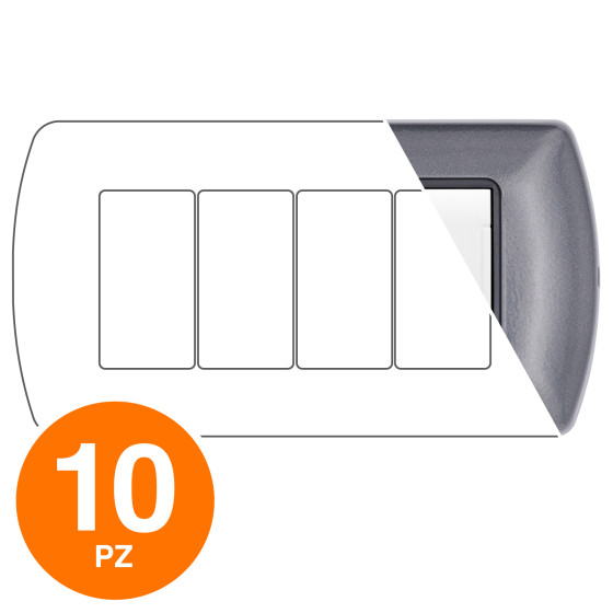 MAPAM Placca Metallo ART 4P Antracite - Confezione 10pz - mod. 8804-26 - Compatibile con BTicino MAPAM Placca Metallo ART 4P Antracite - Confezione 10pz - mod. 8804-26 - Compatibile con BTicino