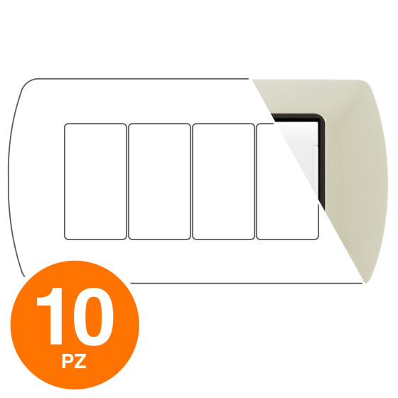 MAPAM Placca Metallo ART 4P Panna - Confezione 10pz - mod. 8804-28 - Compatibile con BTicino LIVING MAPAM Placca Metallo ART 4P Panna - Confezione 10pz - mod. 8804-28 - Compatibile con BTicino LIVING