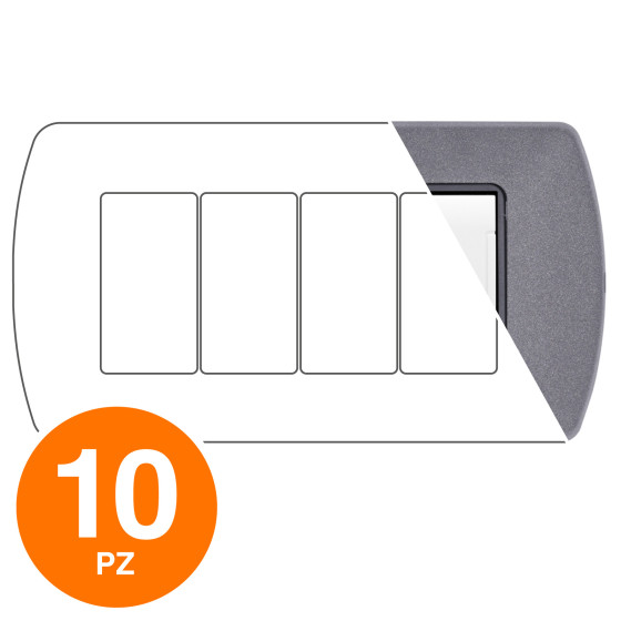 MAPAM Placca Metallo ART 4P Antracite - Confezione 10pz - mod. 8804-30 - Compatibile con BTicino MAPAM Placca Metallo ART 4P Antracite - Confezione 10pz - mod. 8804-30 - Compatibile con BTicino