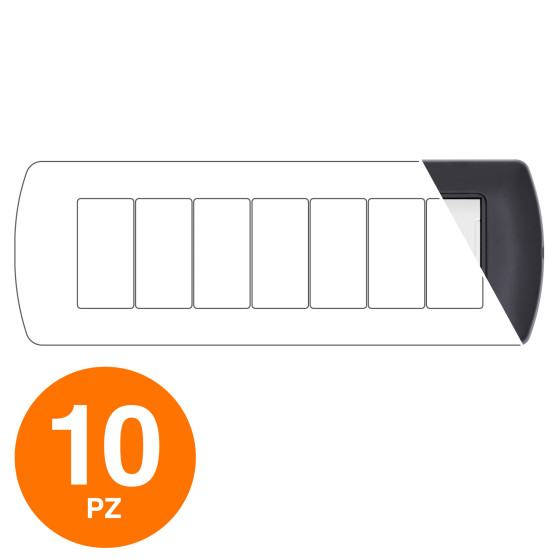 MAPAM Placca Metallo ART 7P Nero - Confezione 10pz - mod. 8807-02 - Compatibile con BTicino LIVING MAPAM Placca Metallo ART 7P Nero - Confezione 10pz - mod. 8807-02 - Compatibile con BTicino LIVING