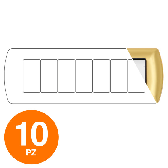 MAPAM Placca Metallo ART 7P Oro - Confezione 10pz - mod. 8807-03 - Compatibile con BTicino LIVING MAPAM Placca Metallo ART 7P Oro - Confezione 10pz - mod. 8807-03 - Compatibile con BTicino LIVING