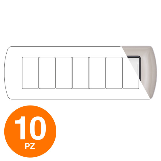 MAPAM Placca Metallo ART 7P Champagne - Confezione 10pz - mod. 8807-08 - Compatibile con BTicino MAPAM Placca Metallo ART 7P Champagne - Confezione 10pz - mod. 8807-08 - Compatibile con BTicino