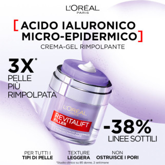 L'Oréal Paris Revitalift Filler Crema-Gel Rimpolpante con Acido Ialuronico - Barattolo da 50ml
