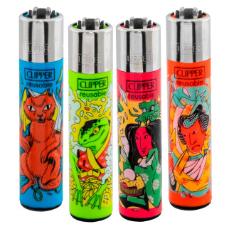 Clipper Japan Gods Ricaricabili 4 Accendini a Pietrina