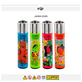 Clipper Japan Gods Ricaricabili 4 Accendini a Pietrina