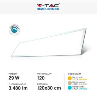 V-Tac VT-12031 6 Pannelli LED 120x30 29W SMD con Driver