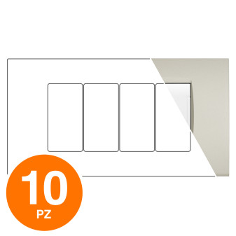 MAPAM Placca Tecnopolimero ART 4P Champagne - Confezione 10pz - mod. 8004-11 - Compatibile con BTicino LIVING