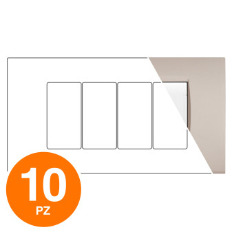 MAPAM Placca Tecnopolimero ART 4P Sabbia - Confezione 10pz - mod. 8004-12 - Compatibile con BTicino LIVING