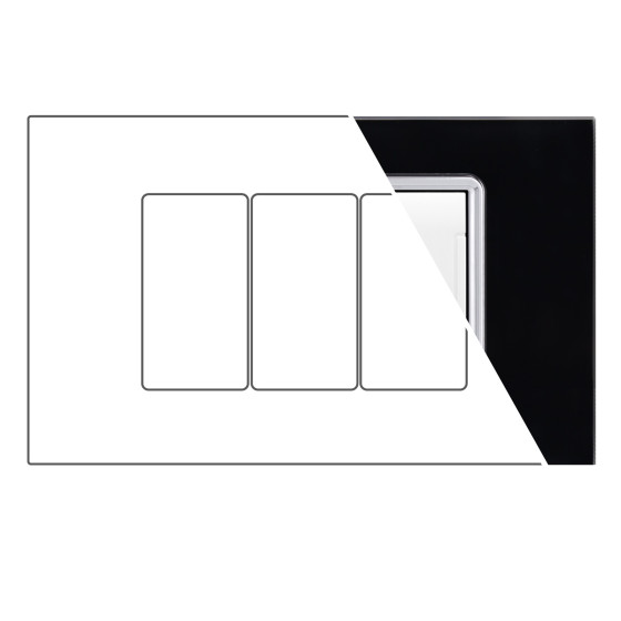 MAPAM Placca Vetro ART 3P Nero - mod. 8003BL-2 - Compatibile con BTicino LIVING MAPAM Placca Vetro ART 3P Nero - mod. 8003BL-2 - Compatibile con BTicino LIVING