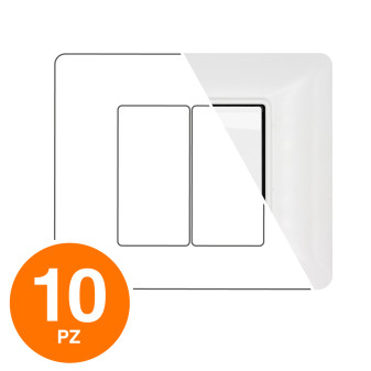 MAPAM Placca Tecnopolimero JOY 2P Bianco - Confezione 10pz - mod. 5002-01 -...