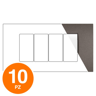 MAPAM Placca Tecnopolimero ART 4P Testa Di Moro - Confezione 10pz - mod. 8004-07 - Compatibile con BTicino LIVING