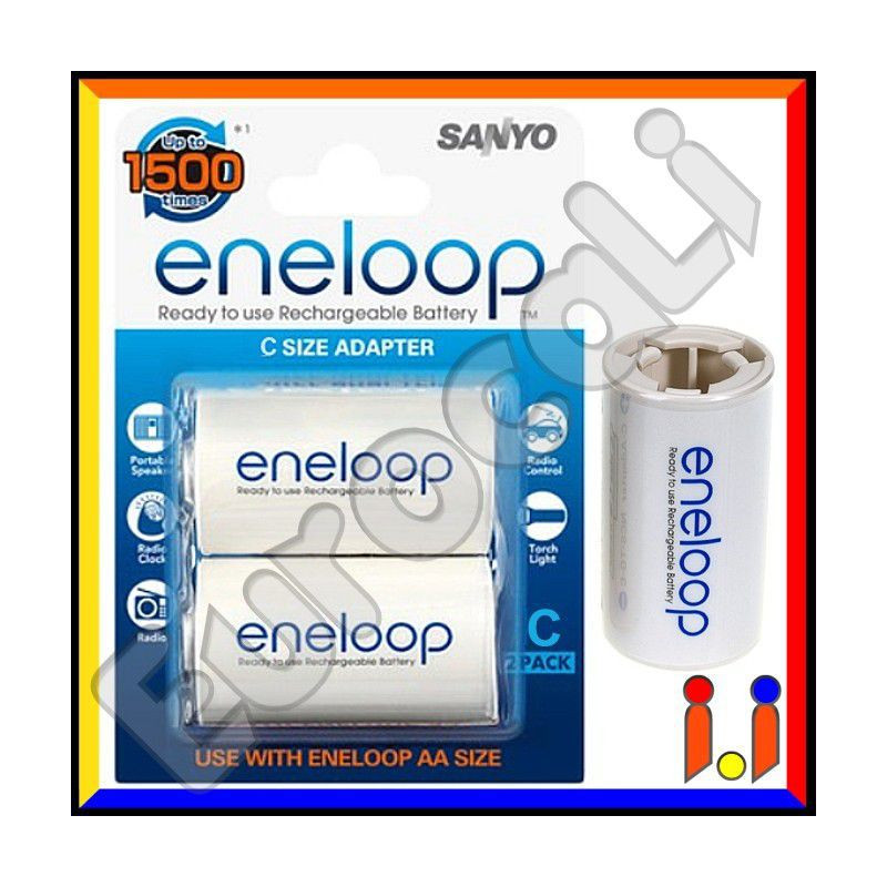 Sanyo Eneloop Converters Adattatori Da Stilo (AA) a Mezzatorcia (C) -