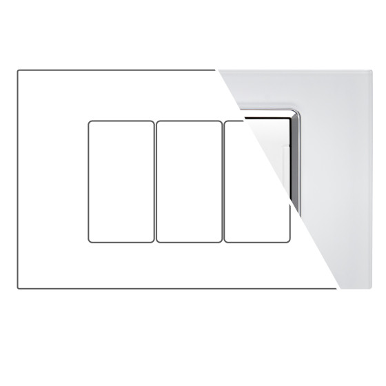 MAPAM Placca Vetro ART 8003BL-1 3P Bianco - mod. 8003BL-1 - Compatibile con BTicino LIVING MAPAM Placca Vetro ART 8003BL-1 3P Bianco - mod. 8003BL-1 - Compatibile con BTicino LIVING