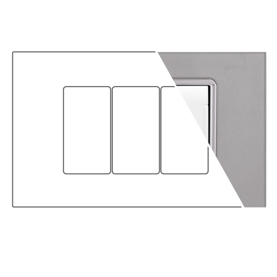 MAPAM Placca Vetro ART 8003BL-3 3P Silver - mod. 8003BL-3 - Compatibile con BTicino LIVING MAPAM Placca Vetro ART 8003BL-3 3P Silver - mod. 8003BL-3 - Compatibile con BTicino LIVING