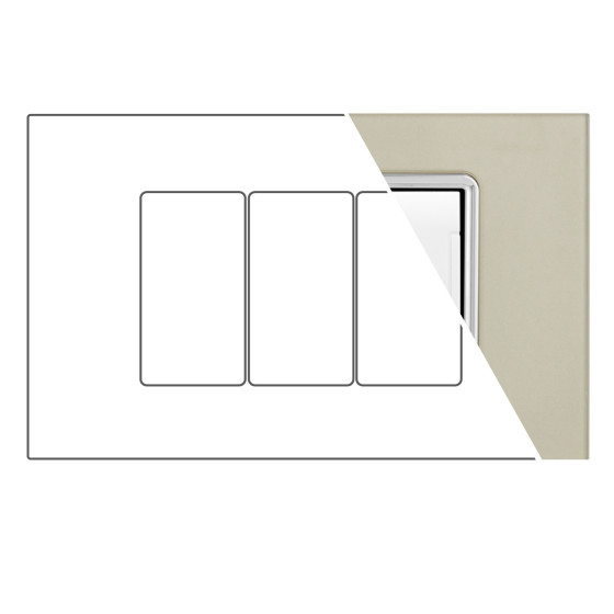MAPAM Placca Vetro ART 8003BL-4 3P Champagne - mod. 8003BL-4 - Compatibile con BTicino LIVING MAPAM Placca Vetro ART 8003BL-4 3P Champagne - mod. 8003BL-4 - Compatibile con BTicino LIVING