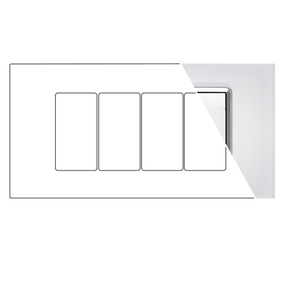 MAPAM Placca Vetro ART 8004BL-1 4P Bianco - mod. 8004BL-1 - Compatibile con BTicino LIVING MAPAM Placca Vetro ART 8004BL-1 4P Bianco - mod. 8004BL-1 - Compatibile con BTicino LIVING