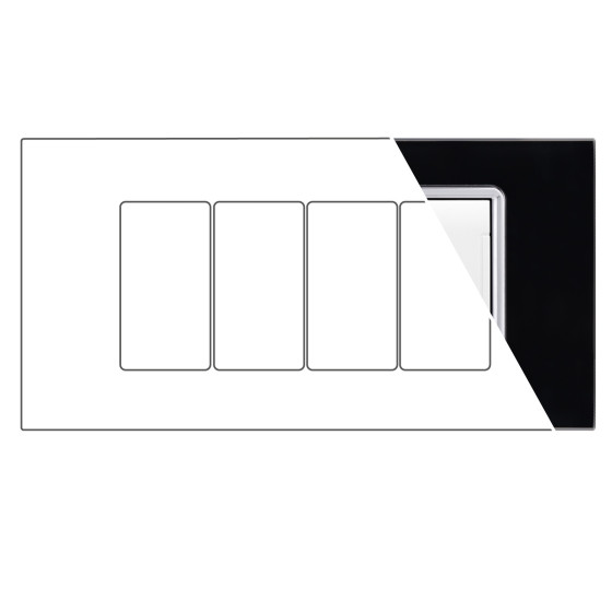 MAPAM Placca Vetro ART 8004BL-2 4P Nero - mod. 8004BL-2 - Compatibile con BTicino LIVING MAPAM Placca Vetro ART 8004BL-2 4P Nero - mod. 8004BL-2 - Compatibile con BTicino LIVING