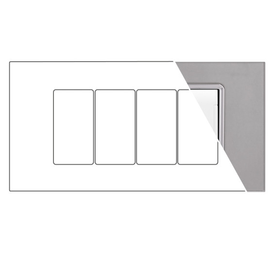 MAPAM Placca Vetro ART 8004BL-3 4P Silver - mod. 8004BL-3 - Compatibile con BTicino LIVING MAPAM Placca Vetro ART 8004BL-3 4P Silver - mod. 8004BL-3 - Compatibile con BTicino LIVING