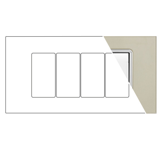MAPAM Placca Vetro ART 8004BL-4 4P Champagne - mod. 8004BL-4 - Compatibile con BTicino LIVING MAPAM Placca Vetro ART 8004BL-4 4P Champagne - mod. 8004BL-4 - Compatibile con BTicino LIVING