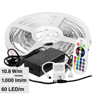 V-Tac VT-5050 Kit Striscia LED Flessibile 54W SMD RGB 12V con Telecomando...