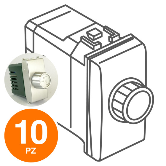 MAPAM Interruttore Dimmer 500W GEM Alluminio - Confezione 10pz - mod. 606A - Compatibile con Vimar PLANA MAPAM Interruttore Dimmer 500W GEM Alluminio - Confezione 10pz - mod. 606A - Compatibile con Vimar PLANA