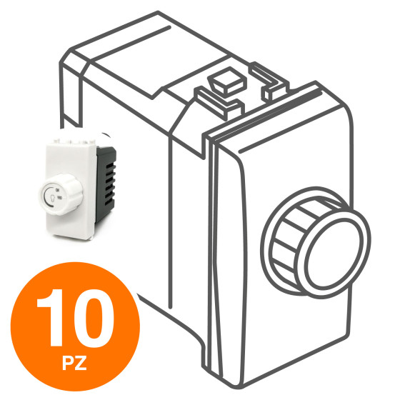 MAPAM Interruttore Dimmer 500W GEM Bianco - Confezione 10pz - mod. 606B - Compatibile con Vimar PLANA MAPAM Interruttore Dimmer 500W GEM Bianco - Confezione 10pz - mod. 606B - Compatibile con Vimar PLANA