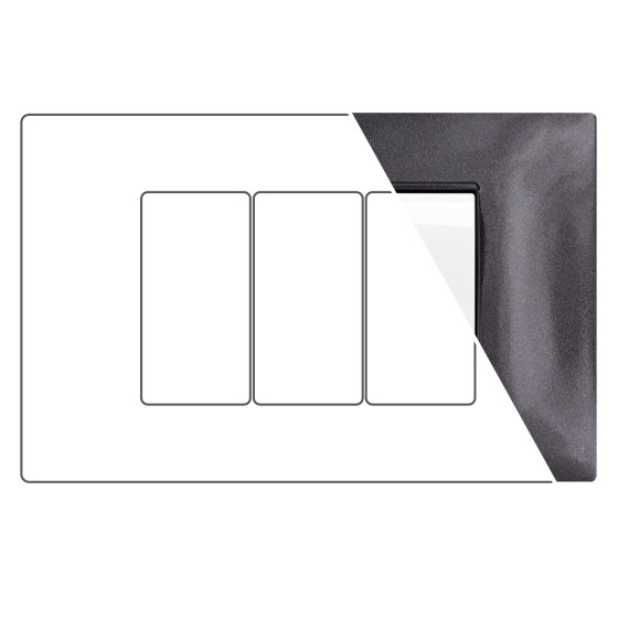 MAPAM Placca Alluminio GEM 3P Nero - mod. 6003LL-1 - Compatibile con Vimar PLANA MAPAM Placca Alluminio GEM 3P Nero - mod. 6003LL-1 - Compatibile con Vimar PLANA