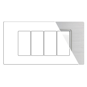MAPAM Placca Alluminio GEM 4P Silver - mod. 6004LL-3 - Compatibile con Vimar...