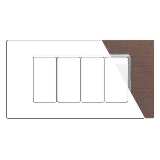 MAPAM Placca Alluminio GEM 4P - mod. 6004LL-5 - Compatibile con Vimar PLANA MAPAM Placca Alluminio GEM 4P - mod. 6004LL-5 - Compatibile con Vimar PLANA