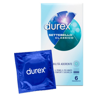 Preservativi Durex Settebello Classico con Forma Easy On - Confezione da 6...