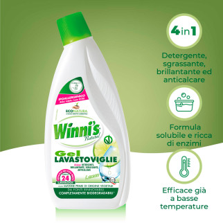Gel Lavastoviglie al Limone 4in1 24 Lavaggi Winni's Naturel
