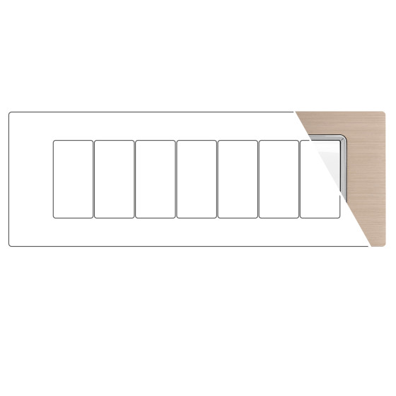 MAPAM Placca Alluminio GEM 7P Champagne - mod. 6007LL-2 - Compatibile con Vimar PLANA MAPAM Placca Alluminio GEM 7P Champagne - mod. 6007LL-2 - Compatibile con Vimar PLANA