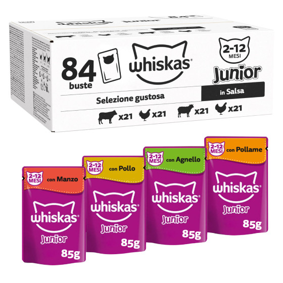Cibo Gatti 84 Bustine Pollo Agnello Manzo Pollame Whiskas Cibo Gatti 84 Bustine Pollo Agnello Manzo Pollame Whiskas
