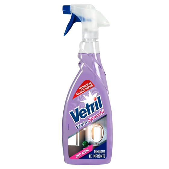 Detergente Spray Vetri e Specchi Anti Aloni 650ml Vetril Detergente Spray Vetri e Specchi Anti Aloni 650ml Vetril
