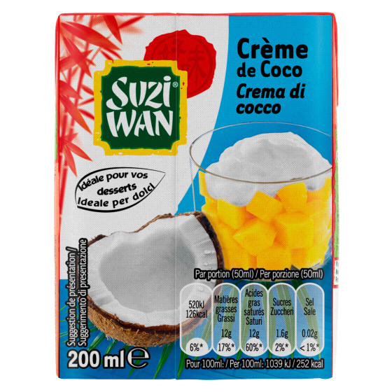 Crema di Cocco da 200ml Ideale per Dolci Suzi Wan Crema di Cocco da 200ml Ideale per Dolci Suzi Wan