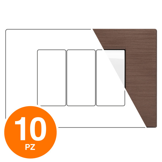 MAPAM Placca Tecnopolimero Spazzolato GEM 3P Bronzo - Confezione 10pz - mod. M6003SL-14 - Compatibile con Vimar PLANA MAPAM Placca Tecnopolimero Spazzolato GEM 3P Bronzo - Confezione 10pz - mod. M6003SL-14 - Compatibile con Vimar PLANA