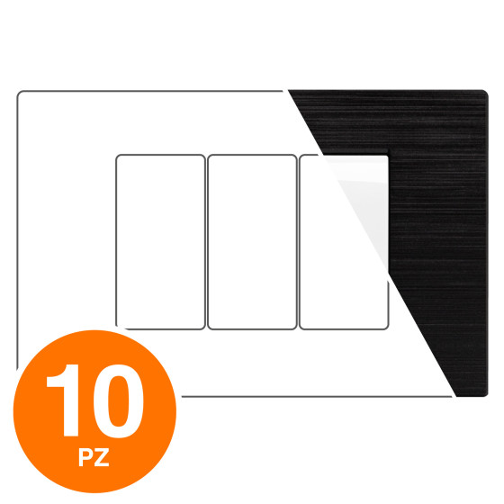 MAPAM Placca Tecnopolimero Spazzolato GEM 3P Nero - Confezione 10pz - mod. M6003SL-2 - Compatibile con Vimar PLANA MAPAM Placca Tecnopolimero Spazzolato GEM 3P Nero - Confezione 10pz - mod. M6003SL-2 - Compatibile con Vimar PLANA